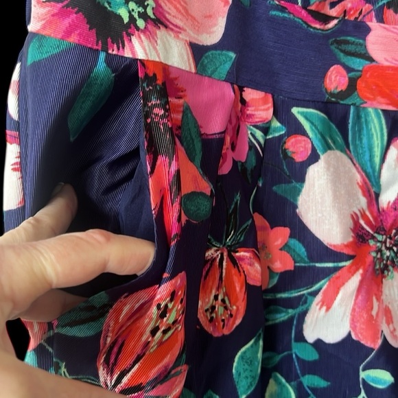 NWT Eliza J Blue Pink Green Floral One Shoulder Sheath Dress Size 14 - Picture 7 of 12